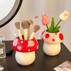 Creative Decoration Mushroom Decorative Piece Pink and Red Makeup Brush Holder  Makeup Organization