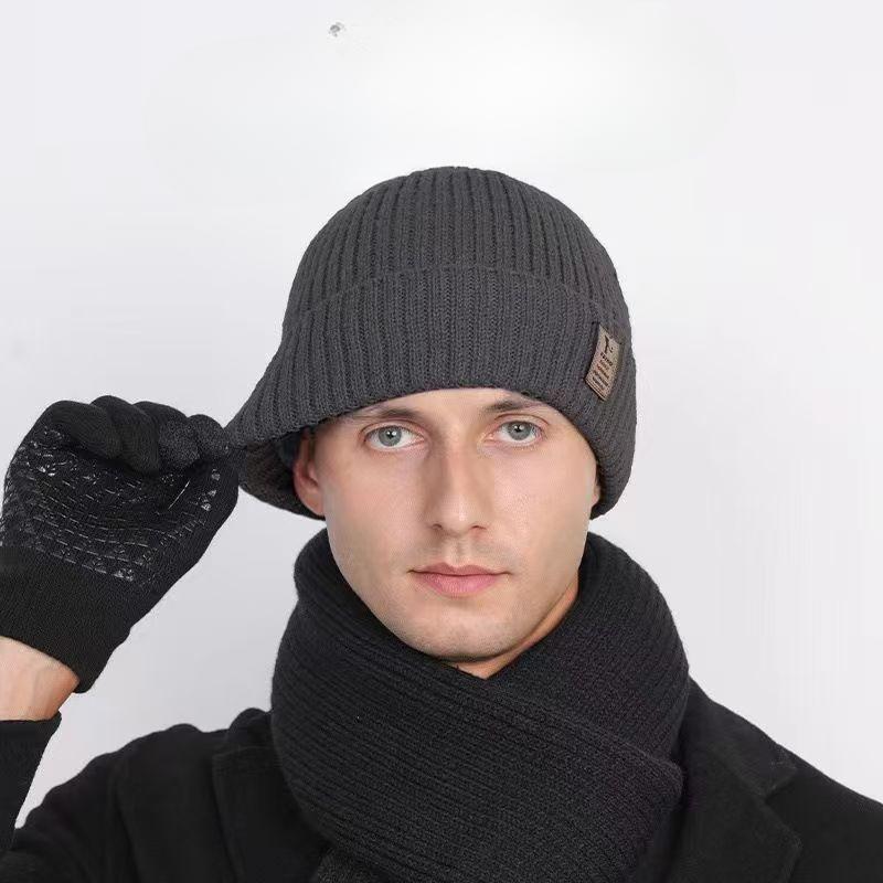 Hat Winter Cold Proof Knitted Hat Plus Velvet Thickened Warm Men's Wool Hat Cotton Hat Winter Riding Wind Proof Cold Hat
