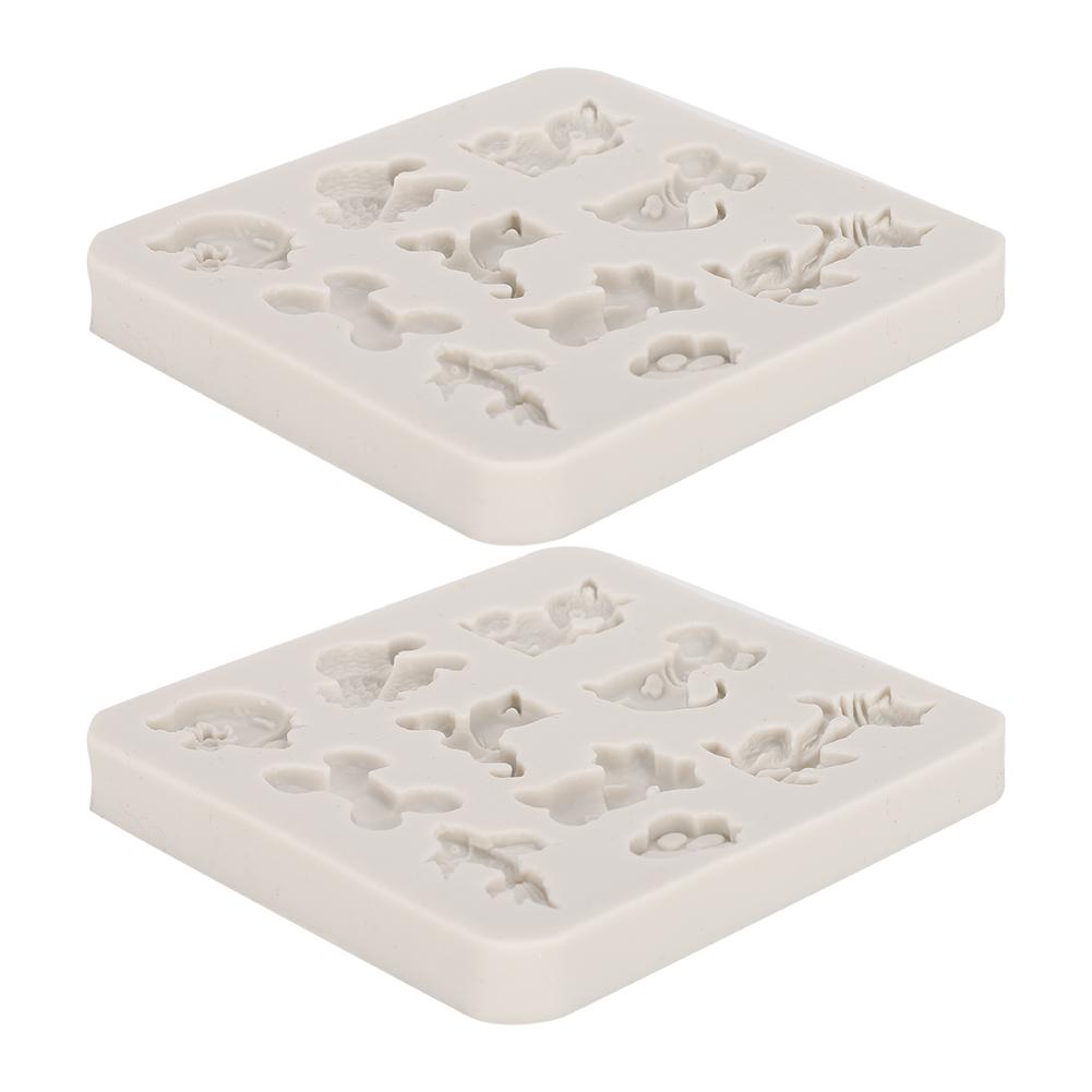 2PCs Silicone Mold   Hand Made Tool Cartoon Animals shape High Temperature Resistance(Gray )