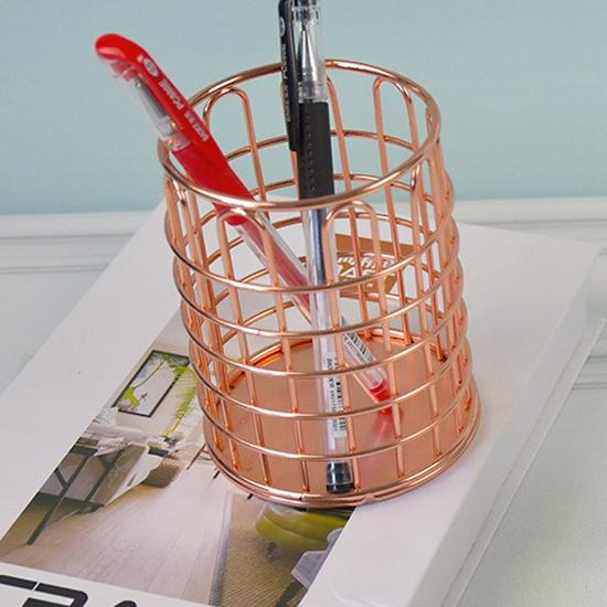 Multi-Function Iron Pen & Makeup Brush Holder - Desktop Storage Basket