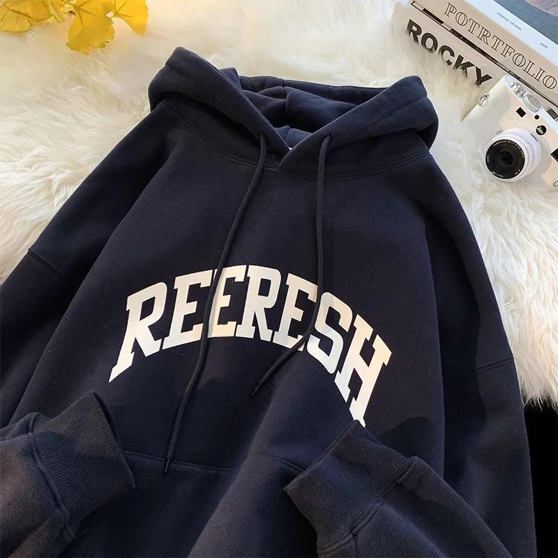 100% Cotton Men's Hoodies American Letter Hip Hop High Street New In Sweatshirts 2024 Autumn Y2K Couple Vintage Oversize Hoodies