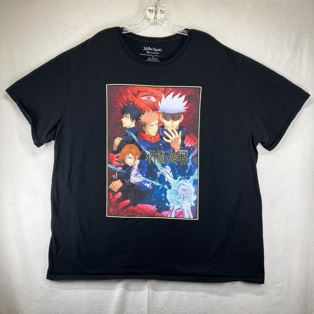 Jujutsu Kaisen Anime Black T-Shirt Mens 3XL All Cotton Big Front Graphic