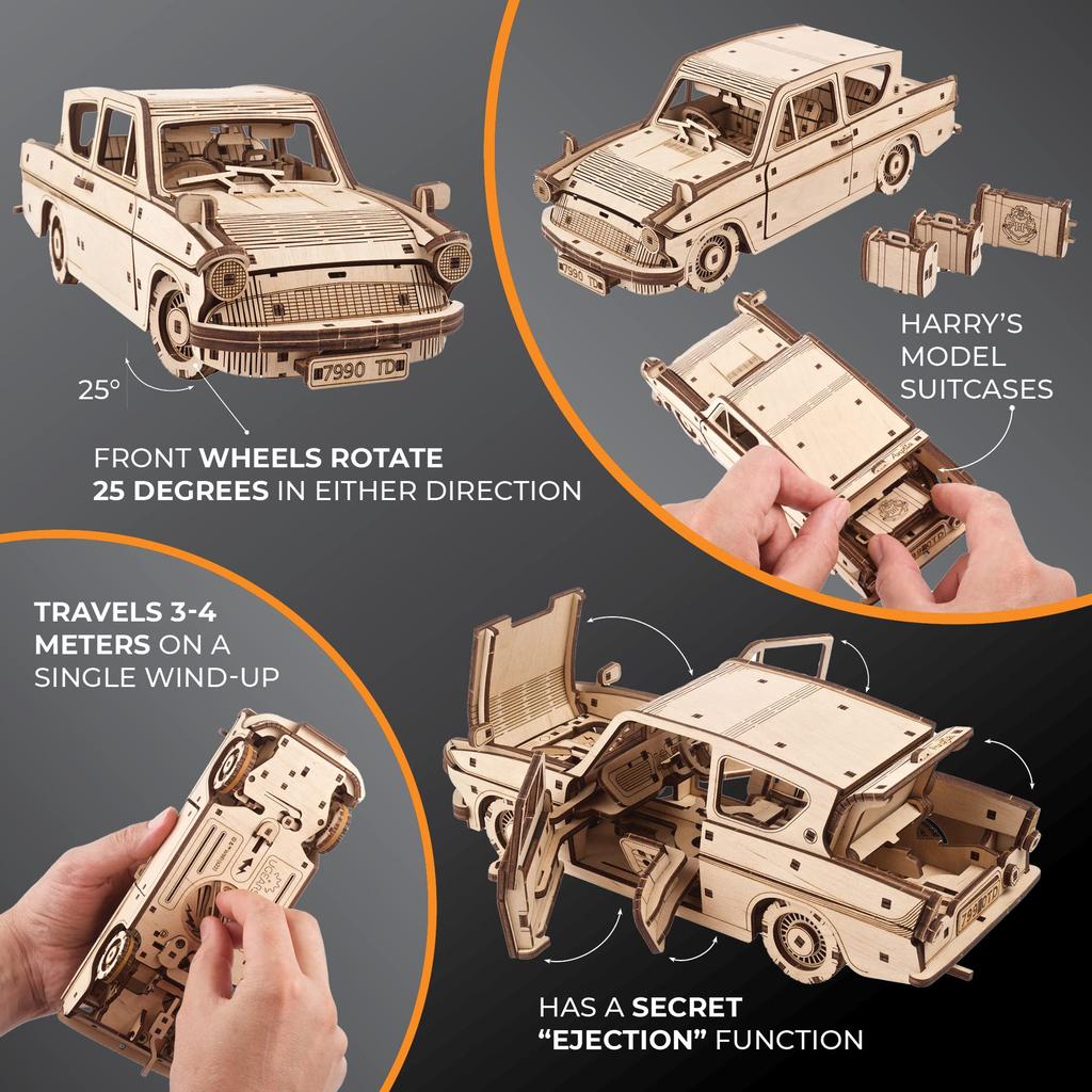 Ugears Harry Potter Flying Ford Anglia 70173 Wooden Puzzle Craft Model No Glue or Tools Required Adult