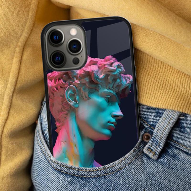 David Statue Abstract Art Soft Phone Case for iPhone 17 Air 16e Pro max 15 Pro 13 14 Plus 11 12 MagSafe Magnetic Coque