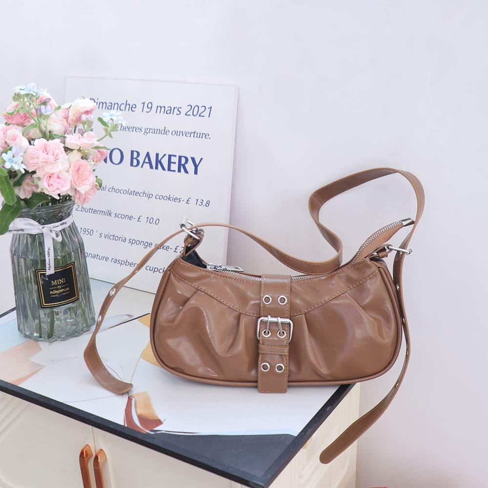 Pu Leather Buckle Armpit Bag Designer Spicy Girl Handbag Fashion Y2k Shoulder Bag Women