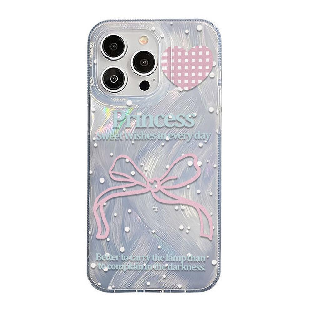 Ins Girl Powder Love Butterfly Suitable for iPhone17promax Laser Mobile Phone Case 14/15 Large Hole 13 Anti-drop