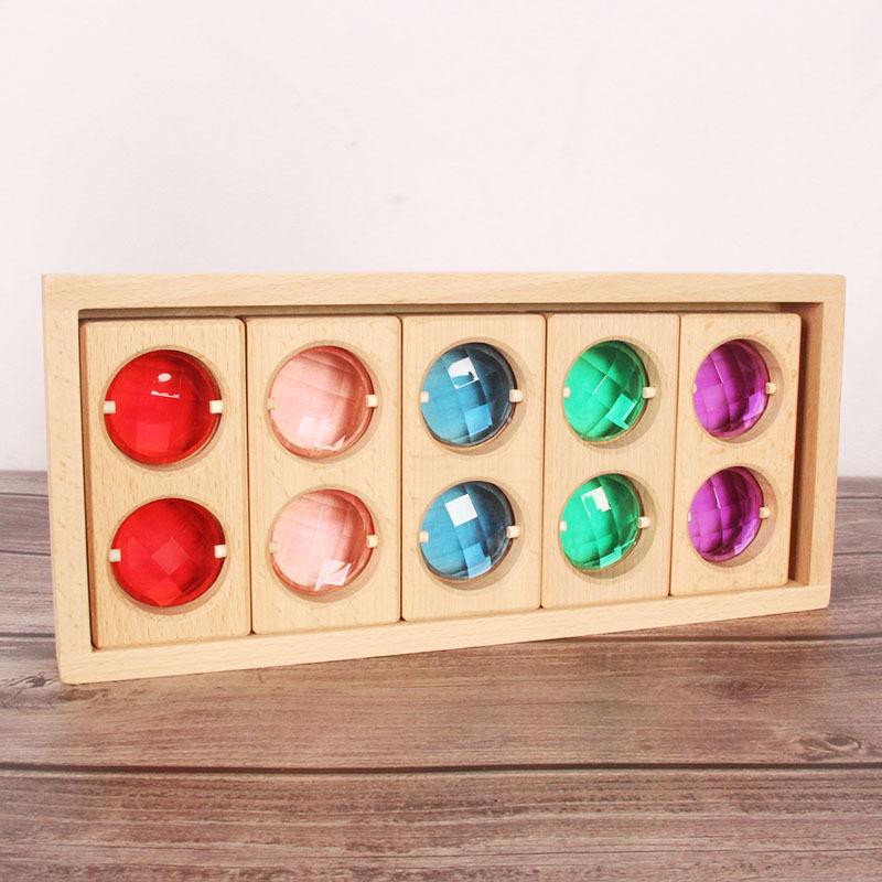Rainbow Translucent Gemstone Building Blocks Large Particle Cube Building Baby Early Education Toys