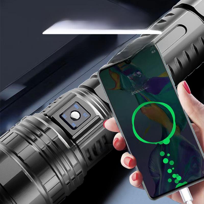 Douyin Cross-Border Multi-Function TYPE-C Rechargeable Dual-Mode LED Flashlight with Long-Range White Laser Light.
