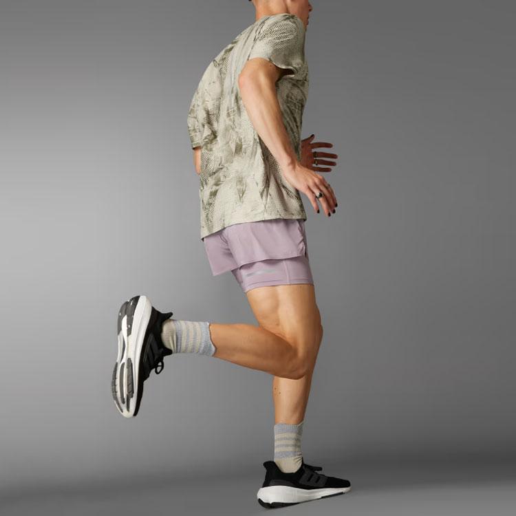 Adidas Allover Print Crew Neck T-Shirt Men Tops Green Grey IN0103