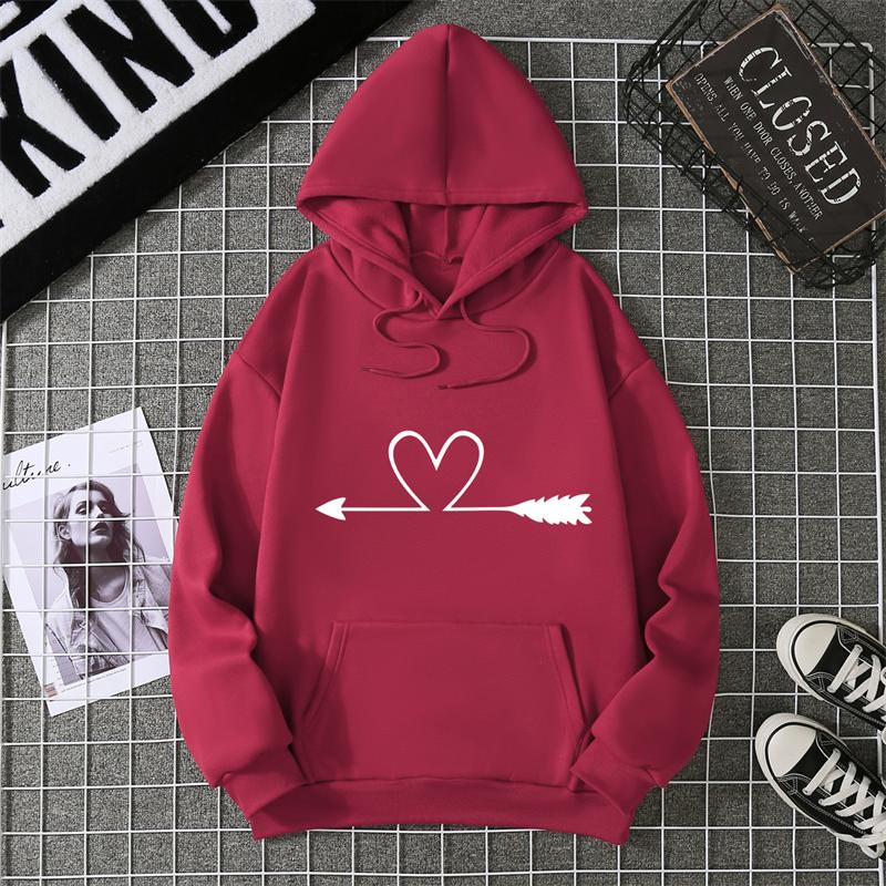Women's Hoodie High Street Unisex style Double Pockets Sweatshirts Outerwear Heart Print Women's Clothing