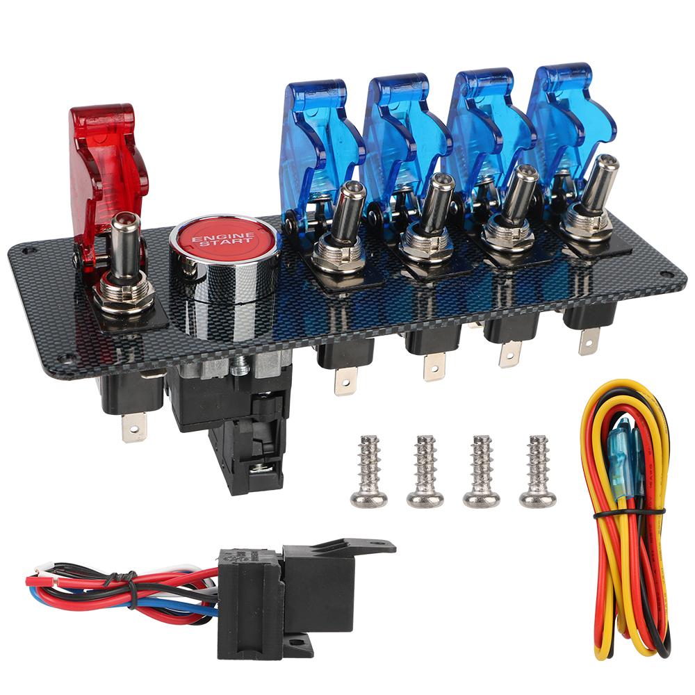 12V Rocker Switch Panel Light Toggle Racing Car Starter Ignition Start Stop Push Button LED Indicator ATV Vehicles Accessories Relays 5