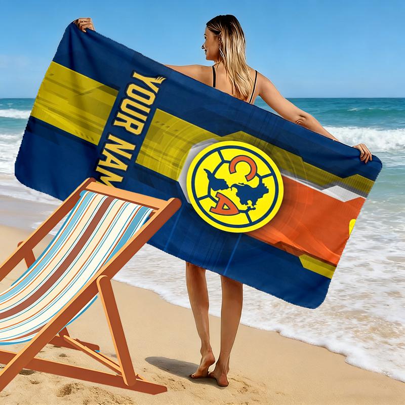 Custom Name Club Amrica Print Beach Towel, Large Soft Quick Dry Towel for Beach Camping Swimming