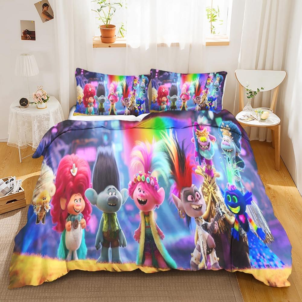 Trolle Anime Poszewka na kołdrę poszewka na poduszkę PościelChłopiecDziewczynka Dekoracja sypialni Prezent dla dziecka Rozmiar pojedynczy podwójny duży łóżko Poszewka na kołdrę na zamek