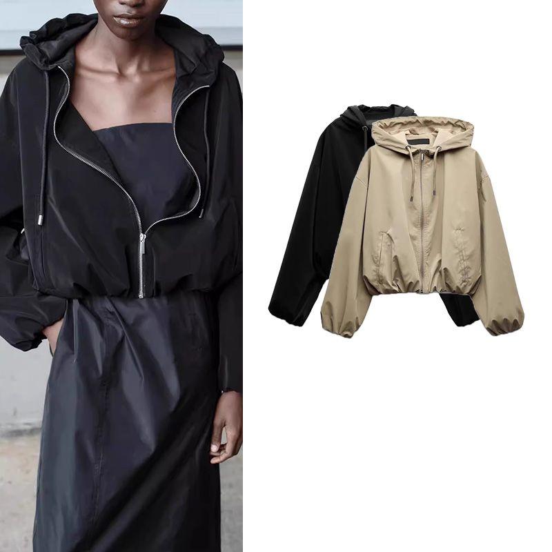 Spring New Women's Clothing French Lazy Style Hooded Long Sleeves Casual Loose Short Jacket Outwear 3046257