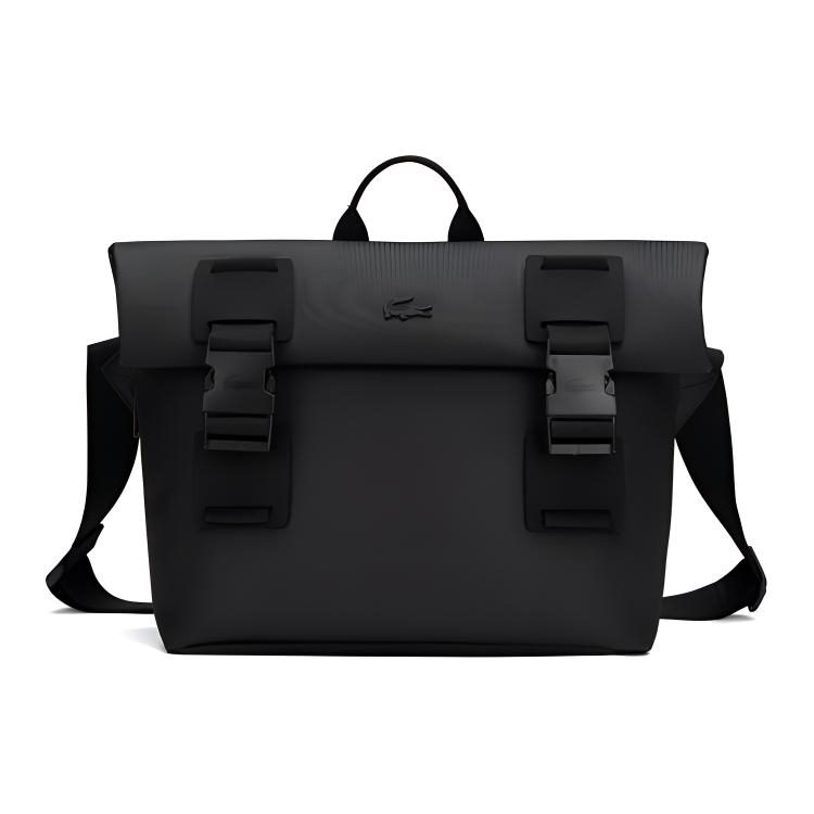 Lacoste Solid Color Fashion Versatile PVC Tote Shoulder Crossbody Bag Regular Men bags Black NH4439OO-000 Black