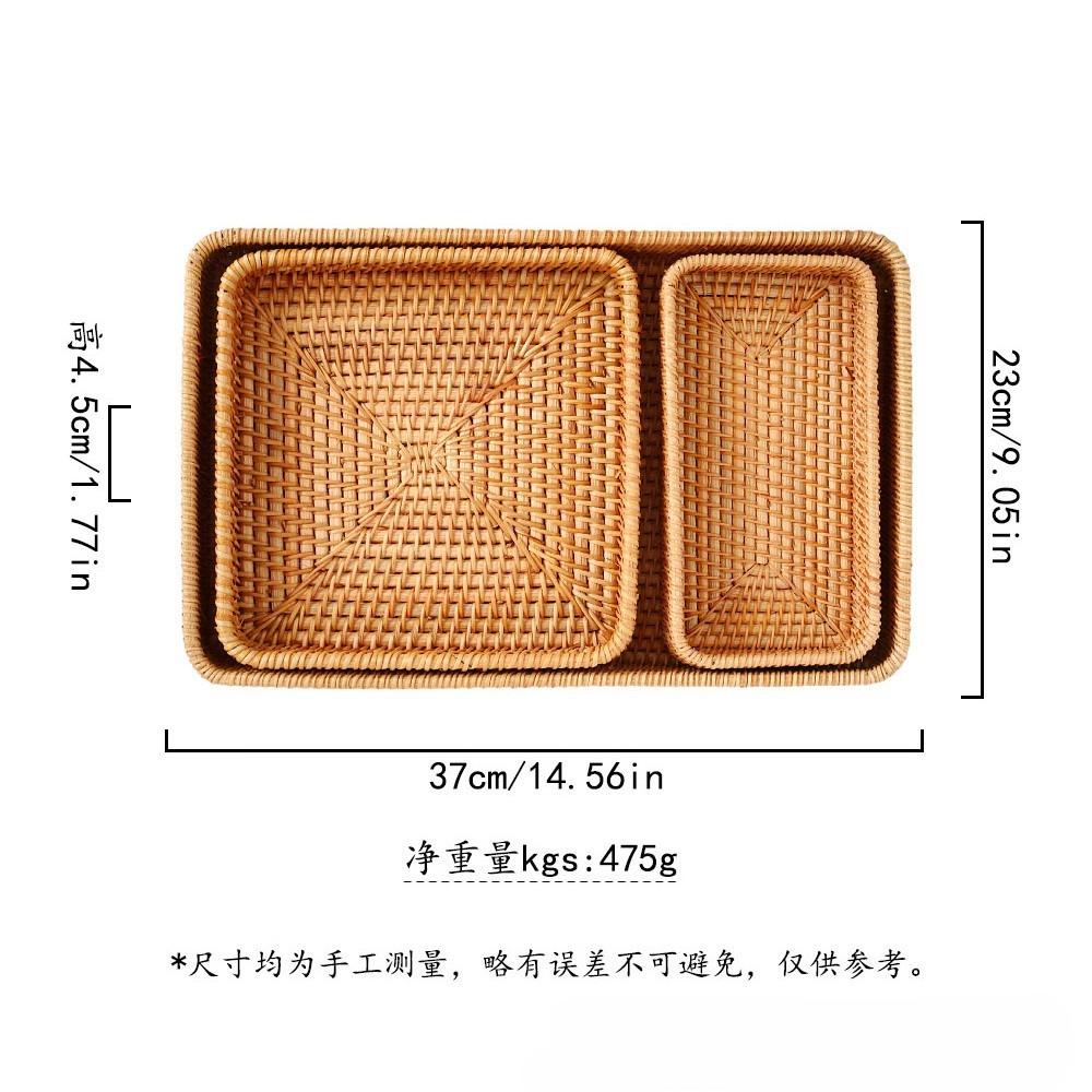 Natural Rattan Storage Baskets, Rectangular Woven Fruit Baskets, Wicker Decoration and Organizer for Bathroom, Living Room