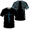 Angel Wings Cross 3D Printed T-Shirts Fashion Cool and Fun Round Neck Short Sleeve Men's T-shirts