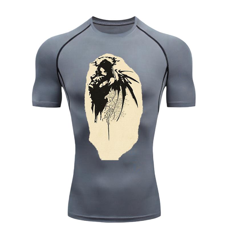 Dämonen-Print Herren Sport-T-Shirt Training Fitness Kompression Herren Trainings-T-Shirt Synthetisches Herren-T-Shirt Pilates
