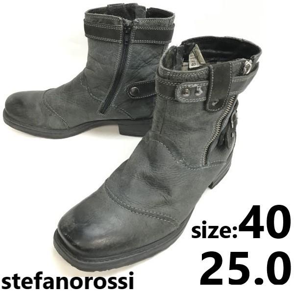 

stefanorossi leather side zip boots 40 25 dark gray Romania(USED)