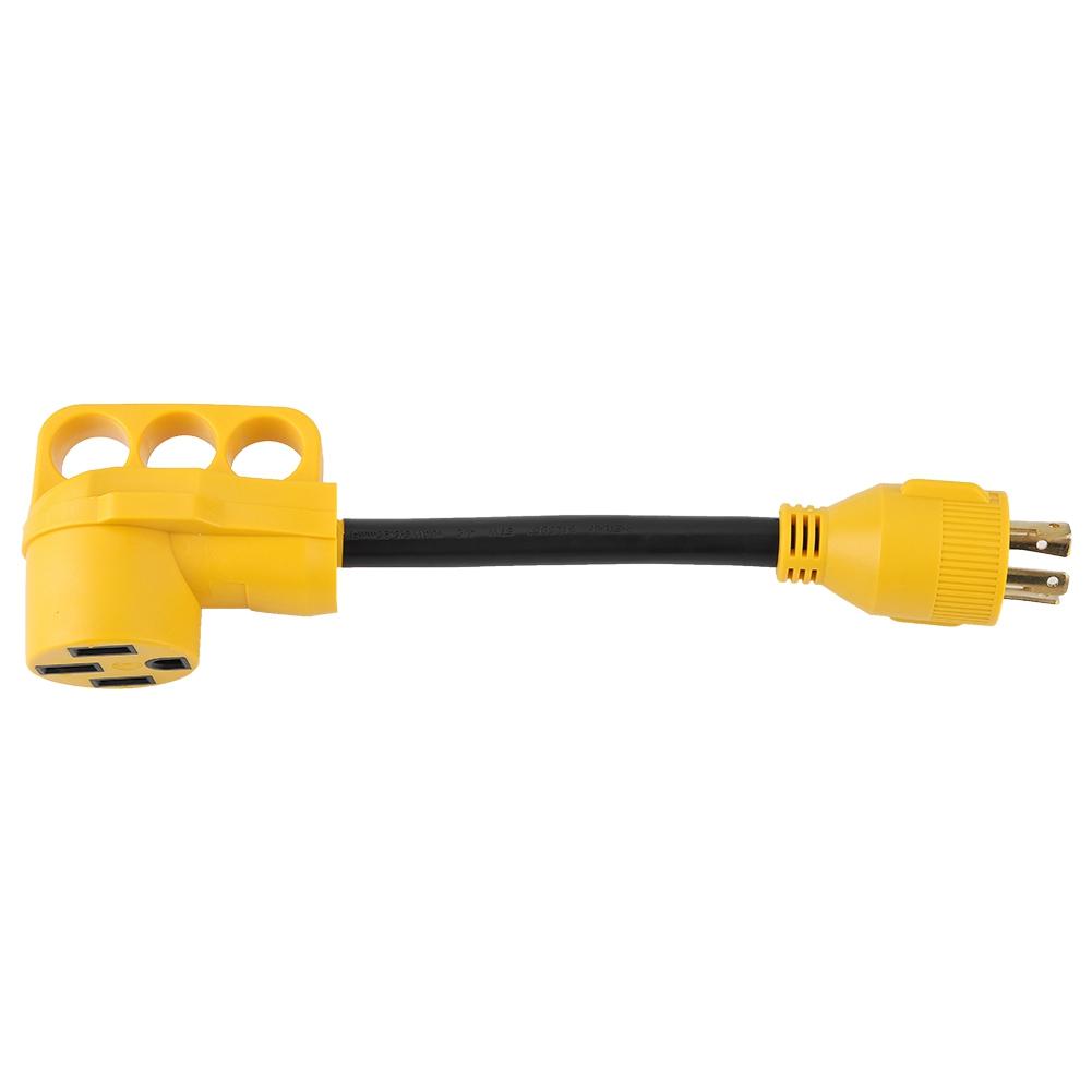 

Переходник для силового кабеля RV с поворотным замком 30А на 50А 125/250В