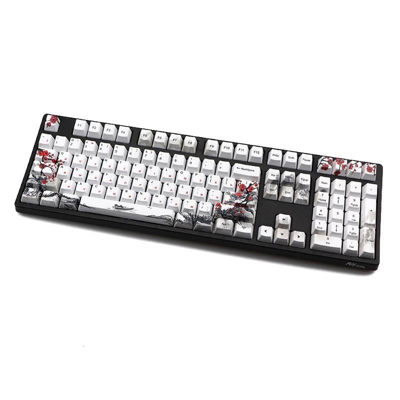 110 kláves OEM profil DYE-Sub Květinová švestka PBT Keycap Sublimační tisk s 1,75U 2U Shift 6,25U Mezerník