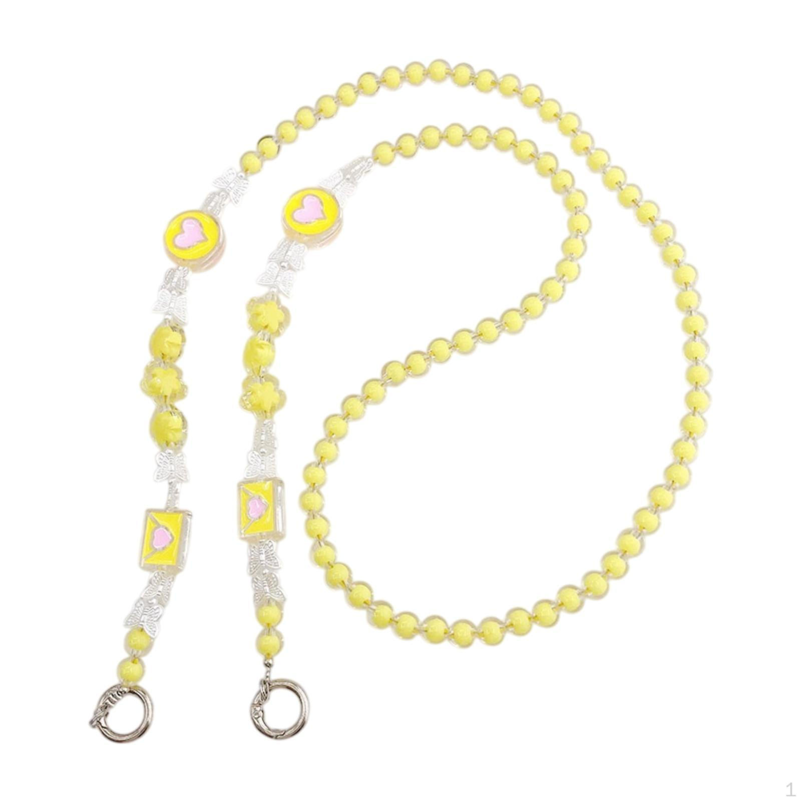 

Ремешок для телефона с бусинами, длина 120 см, для сумки, автомобильного ключа, дорожного кошелька жёлтый
