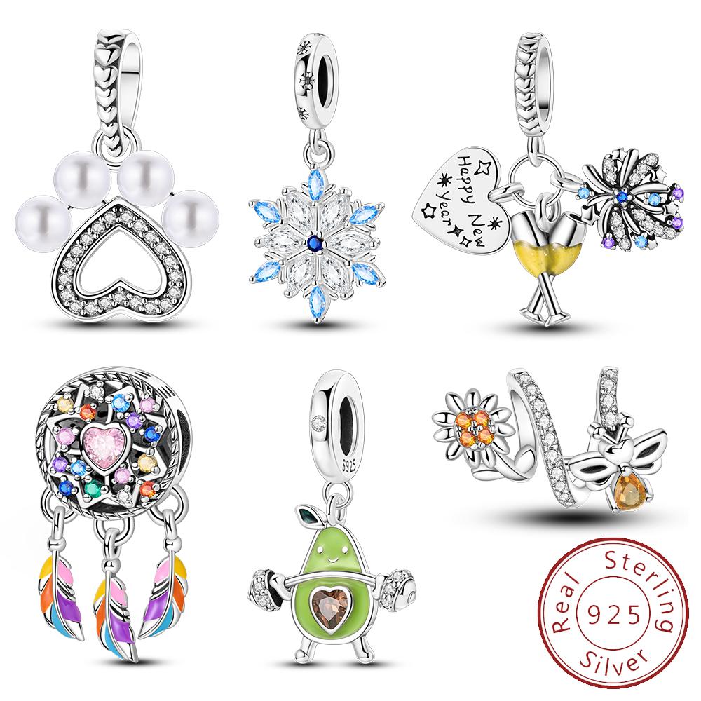copper Charm Bead Charms Avocado Pearl Dream Net Bead Charms Compatible With Bangle Bracelets Diy Pendant Jewellery Woman Gift