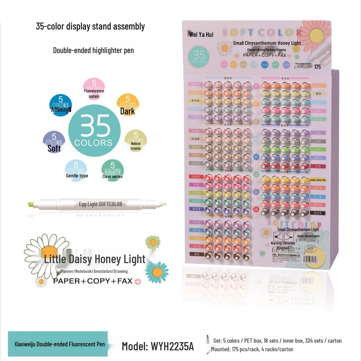 

Weiyahui 35-Color Double-Ended Fluorescent Pen Set for Students - Perfect for Highlighting, Doodling, and Painting with Colored Hand Account Holder.