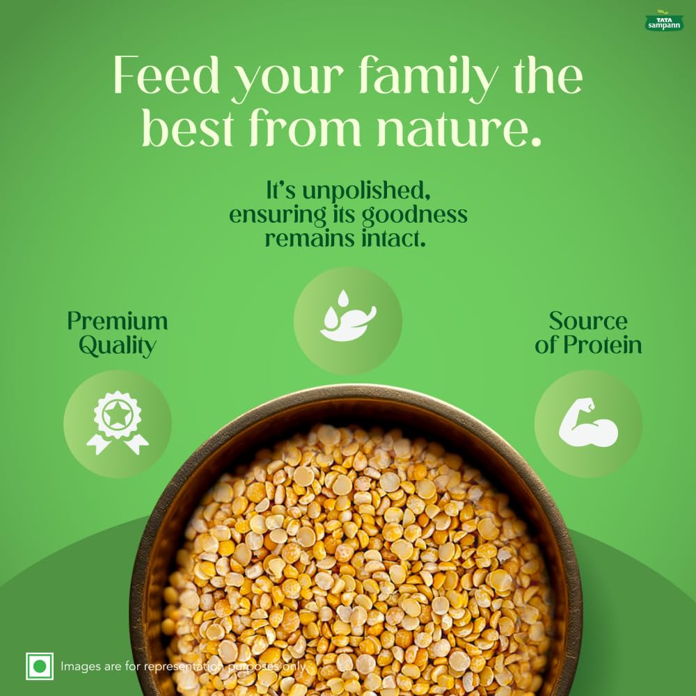 TATA Sampann Unpolished Toor Dal 500g Pack of 1 Premium Quality Whole Arhar Lentils for Cooking