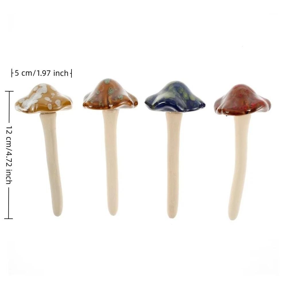 4PCS Realistic Pottery Sculpture Mini Garden Landscape Statue Fairy Mushroom  Flower Pot Decoration