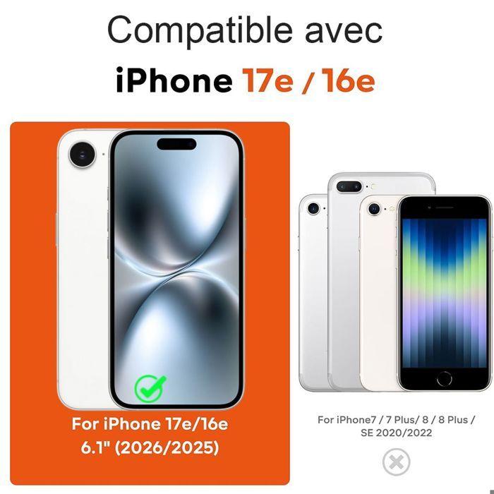 Coque pour iPhone 17e, Silicone Liquide Slim Légère Souple Anti-Rayures - Bleu - 2 Verres Trempés