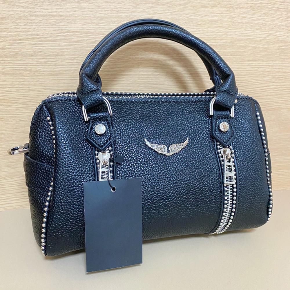 

ZV 2025 Чорна жіноча сумка через плече з натуральної шкіри з візерунком лічі чорний