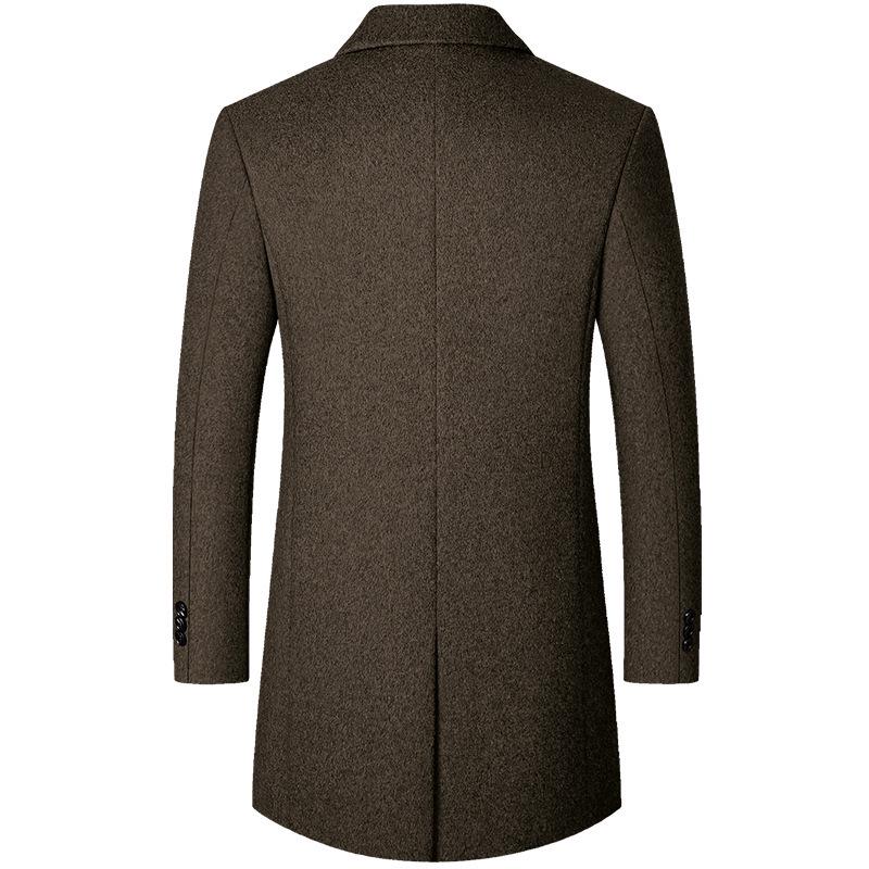 Men's Mid-Length Wool Coat - Autumn/Winter Casual Overcoat, 2025 Windbreaker for Middle-Aged Men
