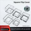 Clear Square Push Button Cover with Lift Lid and Adhesive Base for Equipment Box Areas and Face Mount Use Daily