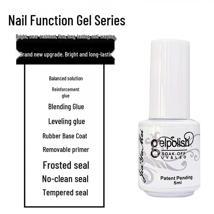 Nail Art Gel Set: Removable Base, Strengthening Gel, Matte Top Coat, No-Wipe Adhesive Gel Polish