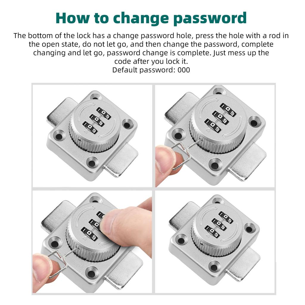 3 Digit Combination Password Cabinet Lock Non-punch Keyless Security Latch Anti-theft Child Safety Door Lock