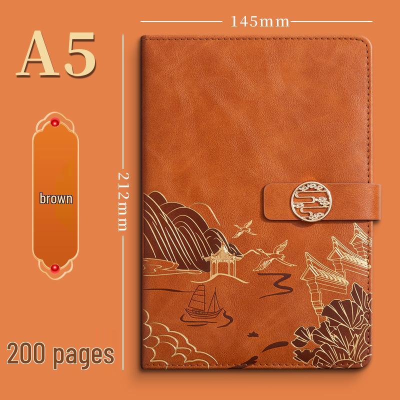 A5 Chinese Style Leather Business Notebook Gift Set
