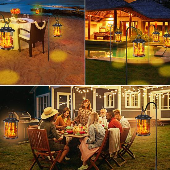 Solar Flame Light Outdoor Waterproof Hanging Solar Light Automatic ON/OFF Decorative Flickering Flame Solar Lantern