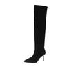 Over-knee boots women's 2025 autumn and winter new thin boots thick heel suede high elastic boots pointed high heel boots