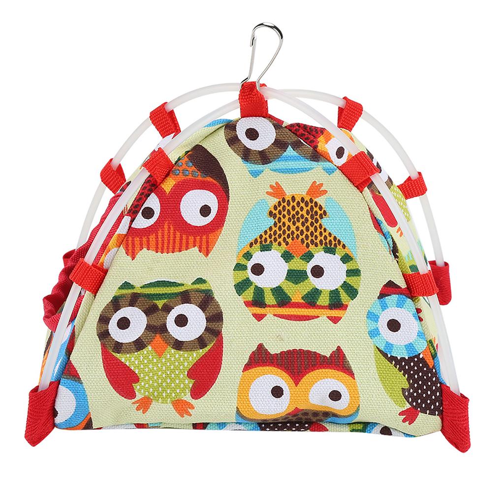 Windproof Warm Snuggle Hut Cage Bed Cave for Pet Bird (Owl S)