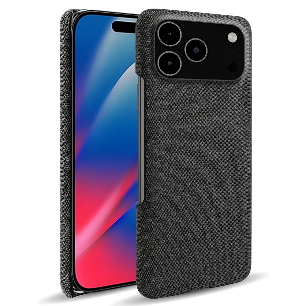 For iPhone 17 Pro Max Phone Case Cloth Texture Anti-Scratch Protective PC Back Cover