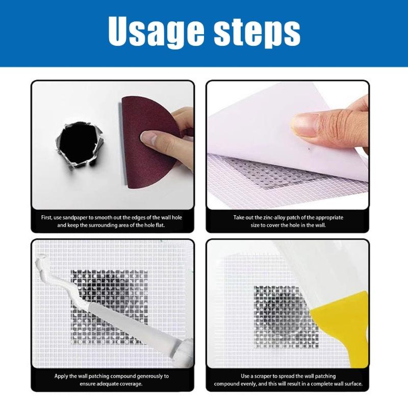 Fiberglass Meshes Wall Hole Fixing Set Includes Metal Scraper Sandpaper For Interior Maintenance