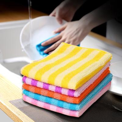 5 Pack Microfiber Dish Cloth For Washing Dishes, Striped Dish Towel Rags, Best Kitchen Washcloth Cleaning Cloths Random Color