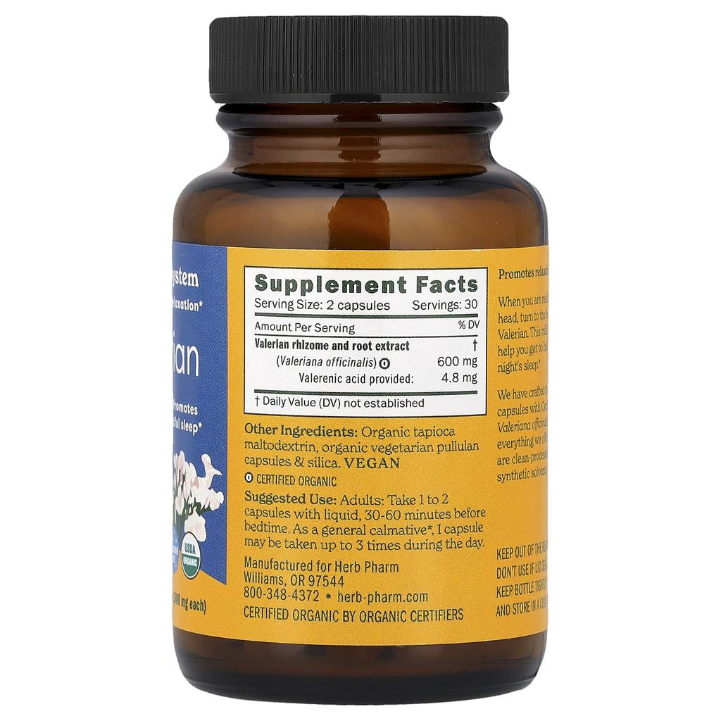 Herb Pharm, Valerian, 300mg, Veggie Capsules 60 Tablets