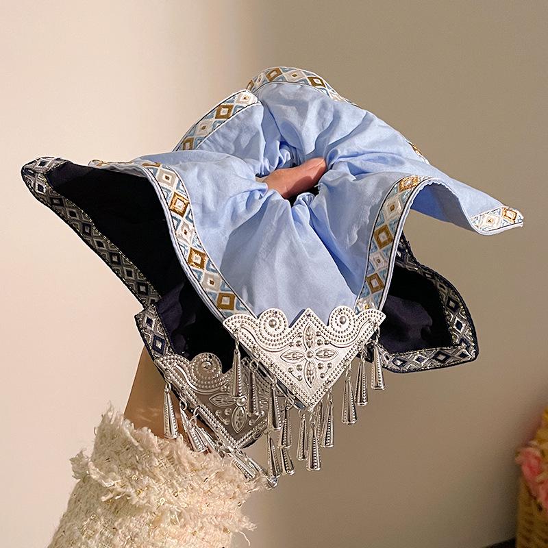 Gomas para el pelo hechas a mano de estilo étnico chino: Diseño Minoritario con Accesorios para Coleta de Puntos Ondulados