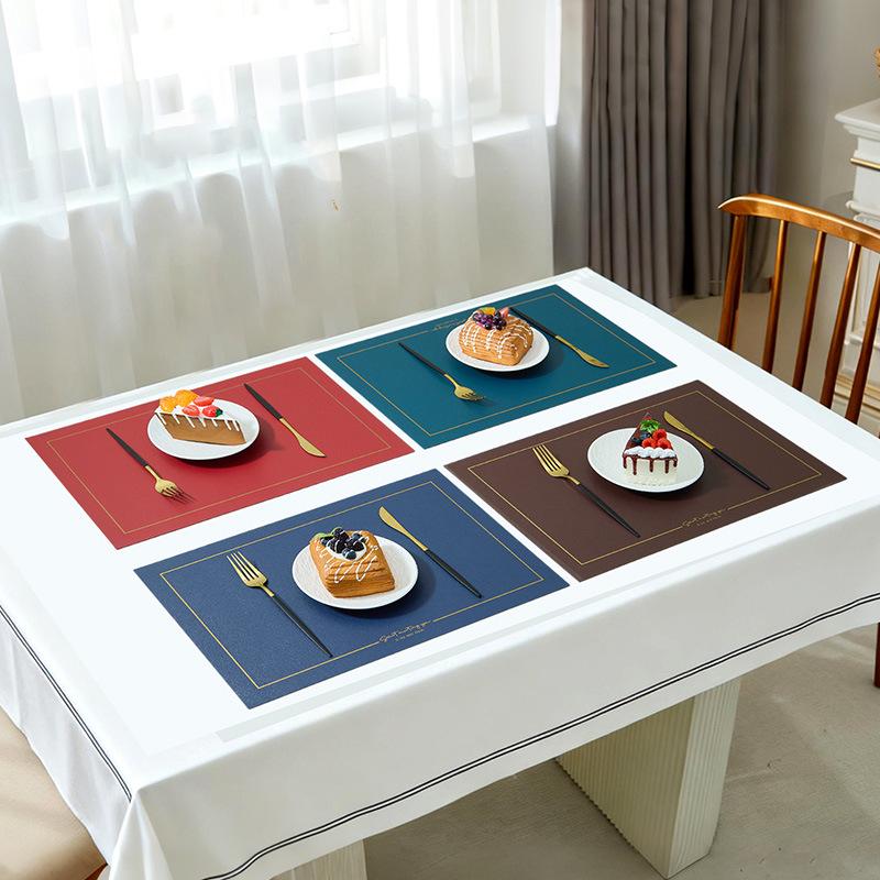 In Stock Waterproof Leather/PVC Placemat: Western Dining and Heat-Resistant Square Mat for Living Room or Hotel Use.