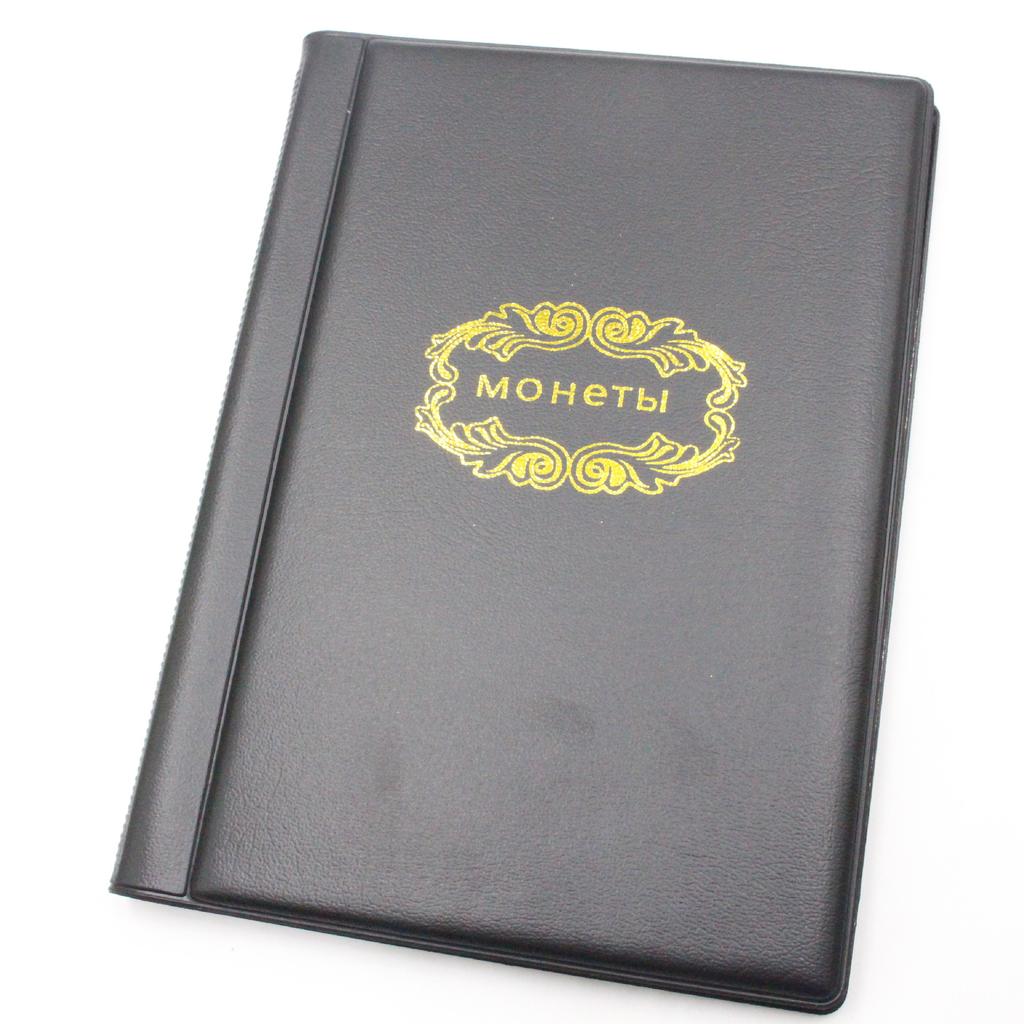 Minimalism 10 Pages 120 Pockets Coins Artificial PU leather Collector Coin Collection PVC Film Medallions Badges Collection Book