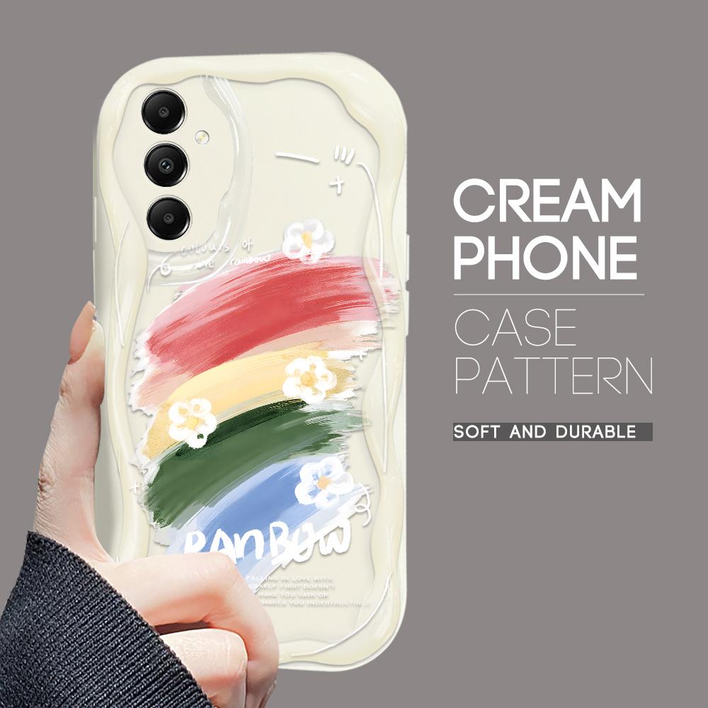 

Милый мультяшный узор, кремовая текстура, мягкий силиконовый чехол с волнистыми краями, чехол для телефона Samsung Samsung S23 Ultra 5G белый