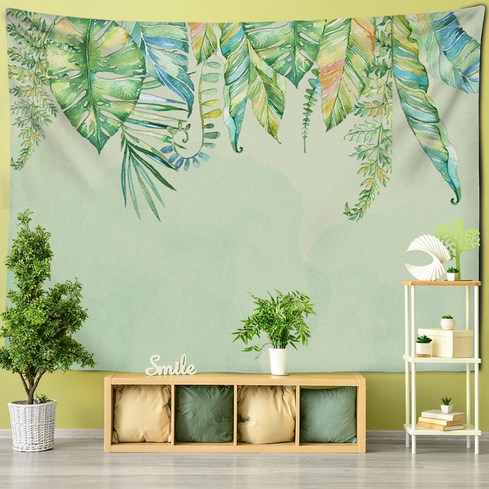 Vintage Green Tropical Plants Tapestry Wall Hanging Psychedelic Witchcraft Mystery Dorm Living Room Home Decor