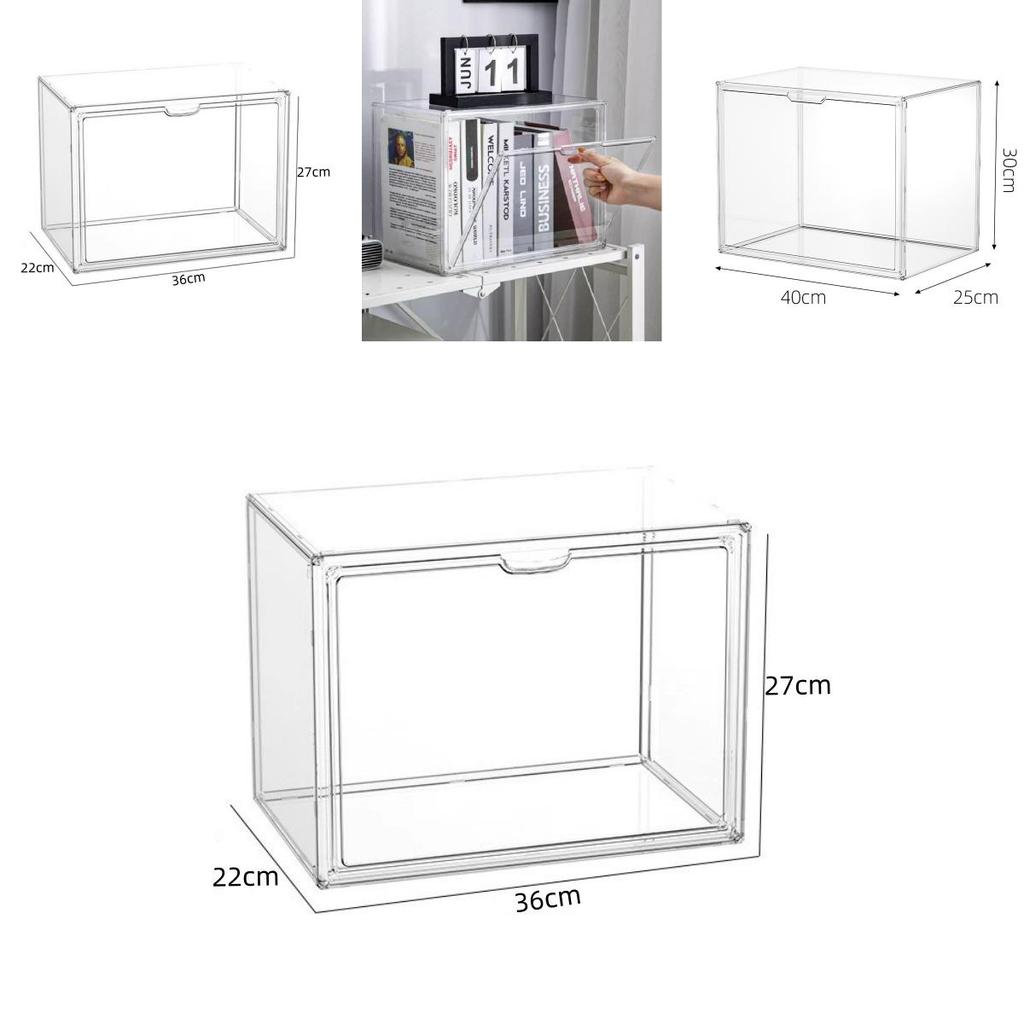 Transparent Plastic Book Storage Box With Lid For Cd Magazine Desktop Organizer